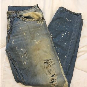 Distressed bleached True Religion jeans